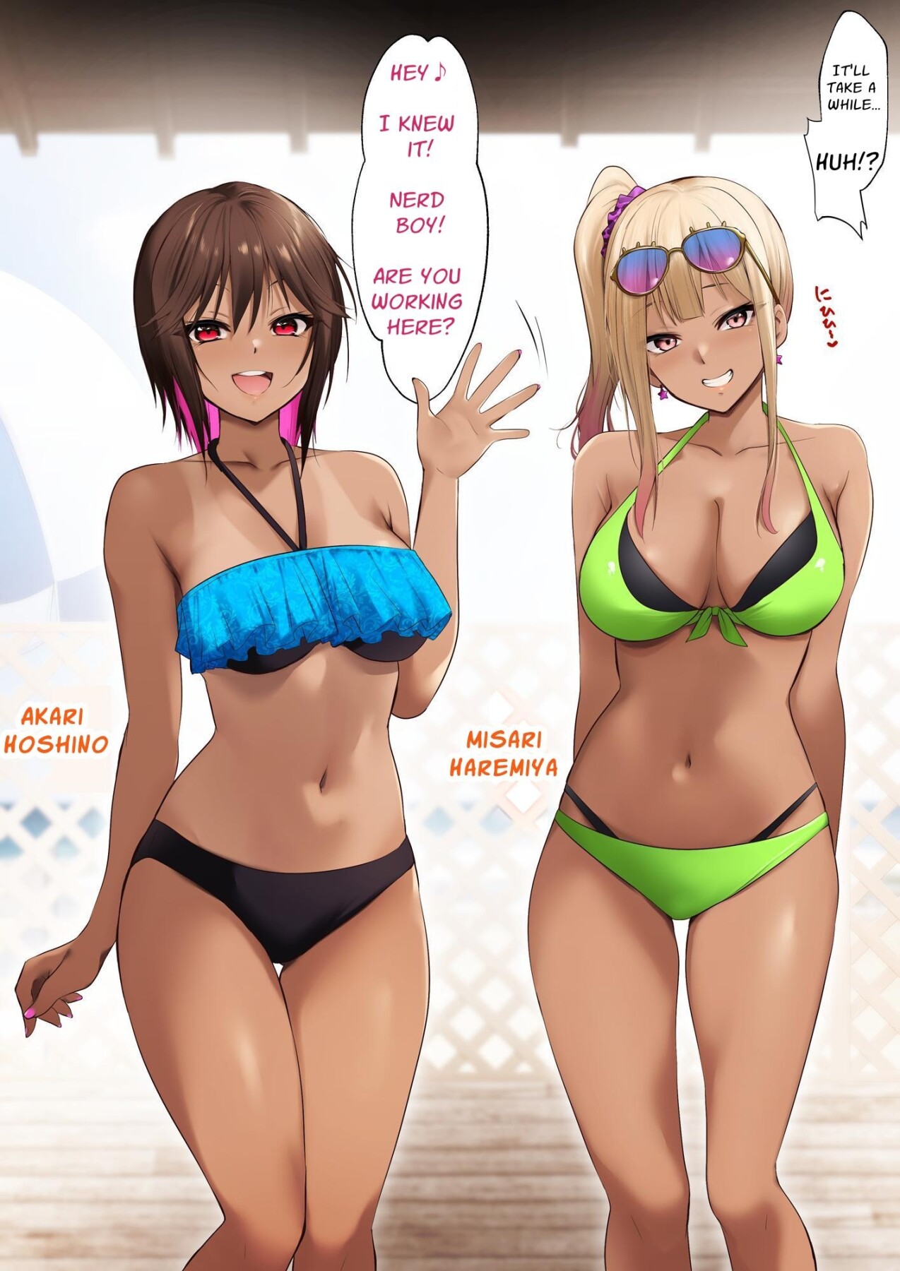 Hentai Manga Comic-Was working at a Beach when Two Tanned Gals Seduced Me & Popped My Cherry on a Sweaty Summer Day-Read-3